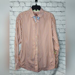 Robert Graham Checkered‎ Purple Orange Long Sleeve Button Down Size Large
